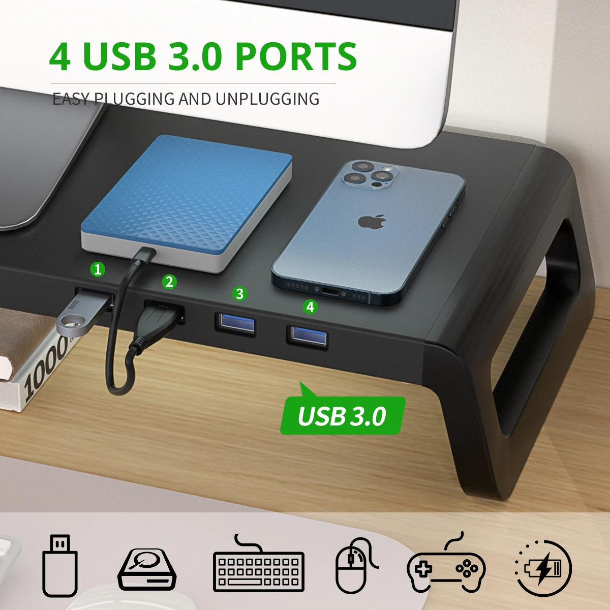 Monitor Desk Stand with USB 3.0 Hub