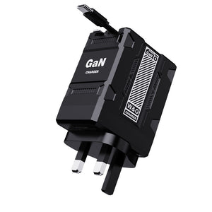 20W GaN Fast Charger with Dual Retractable Cables