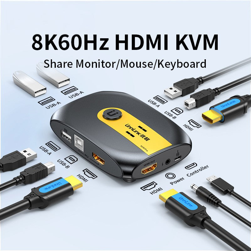 8K HDMI KVM Switch with USB Hub