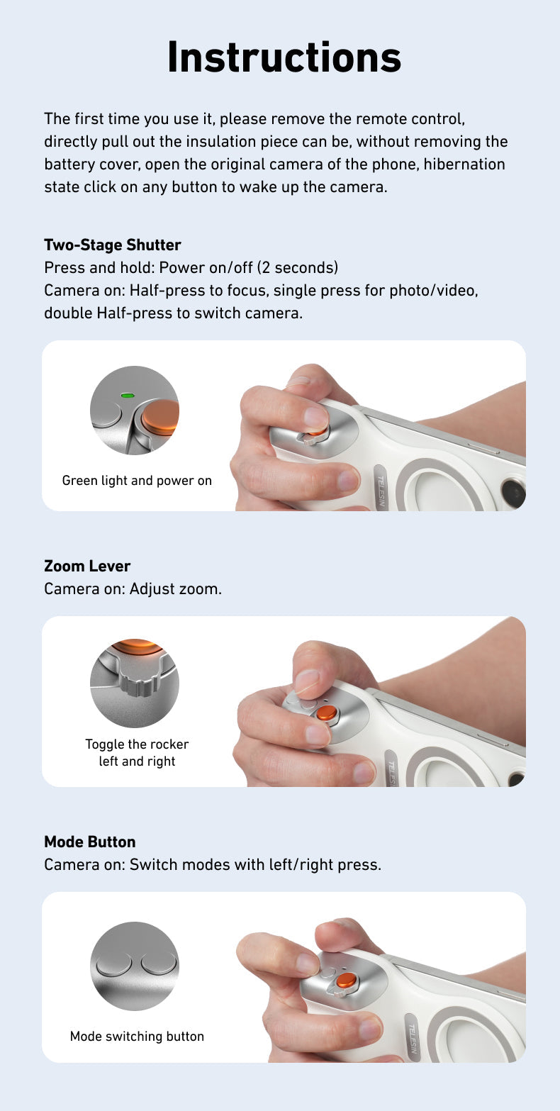 Magnetic Smartphone Camera Grip with Remote