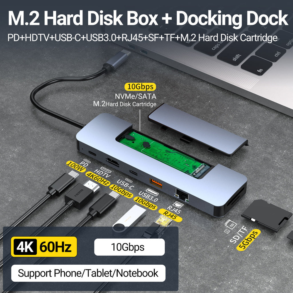 8-in-1 SSD USB-C Hub with NVMe/SATA Enclosure