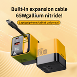 65W Fast Charger with Built-in Type-C Cable