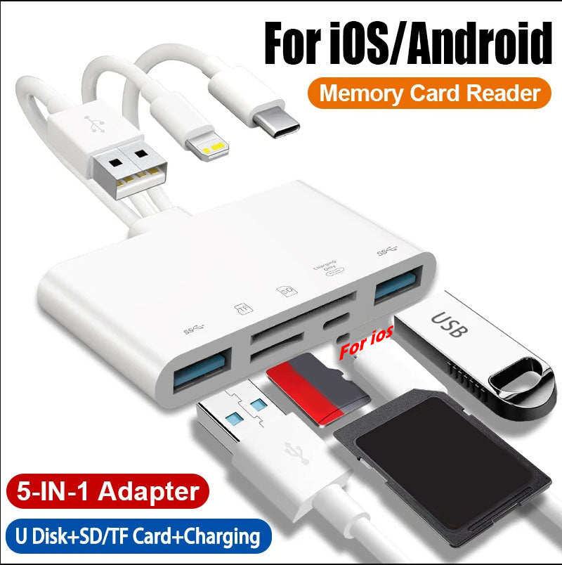 Multi-Port 5-in-1 Card Reader