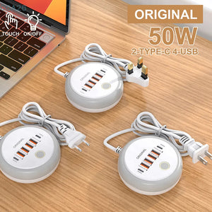 Multi-Port Travel Charger with LED Light