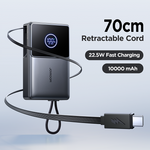 10,000mAh Power Bank with 70cm Retractable USB-C Cable