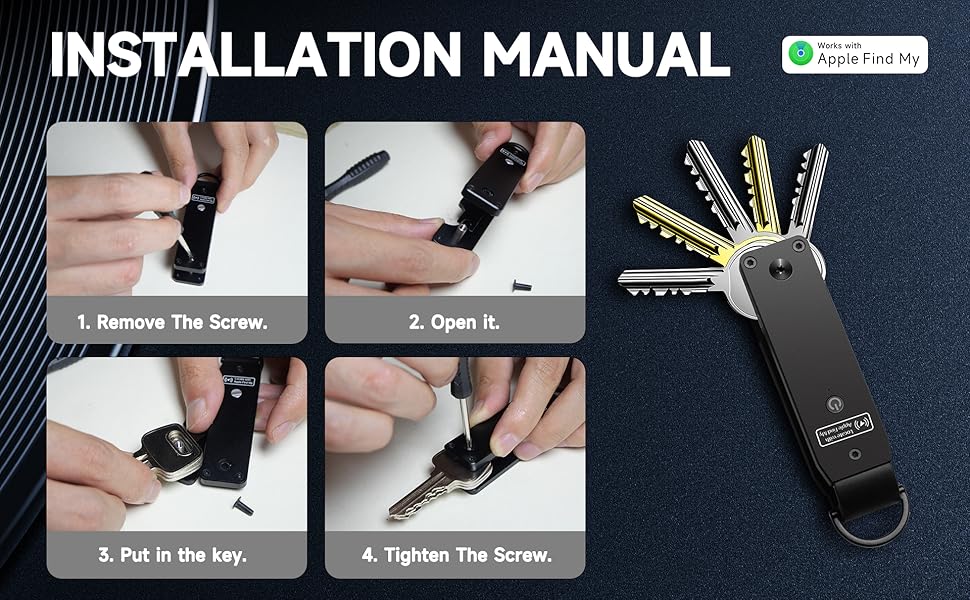 Smart Key Holder with Built-in AirTag Chip & GPS Tracking