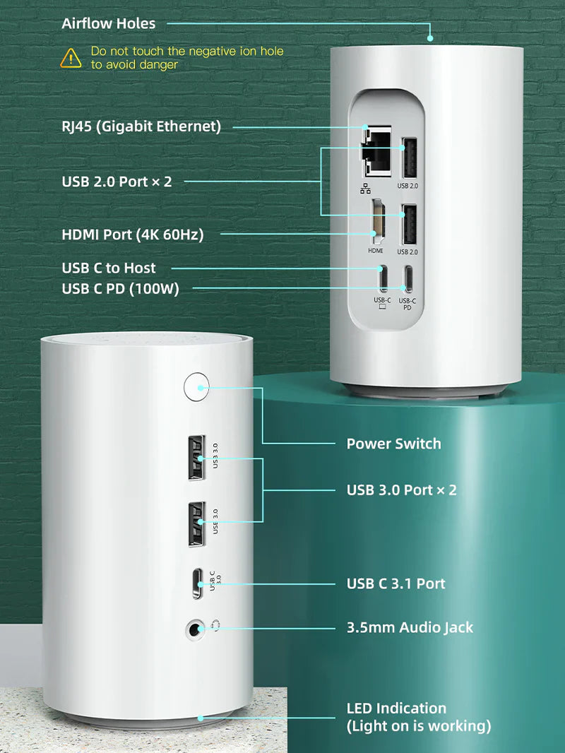 10 in 1 Docking Station with Air Purifier