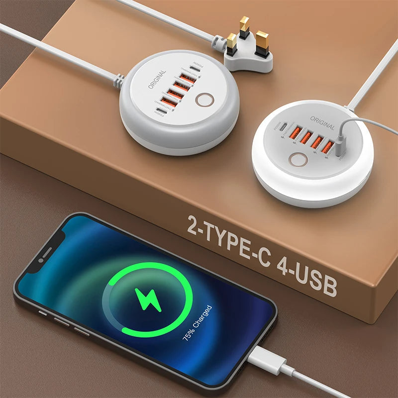 Multi-Port Travel Charger with LED Light
