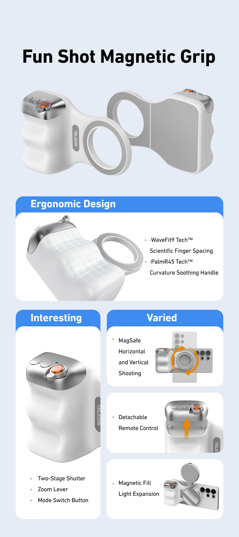 Magnetic Smartphone Camera Grip with Remote