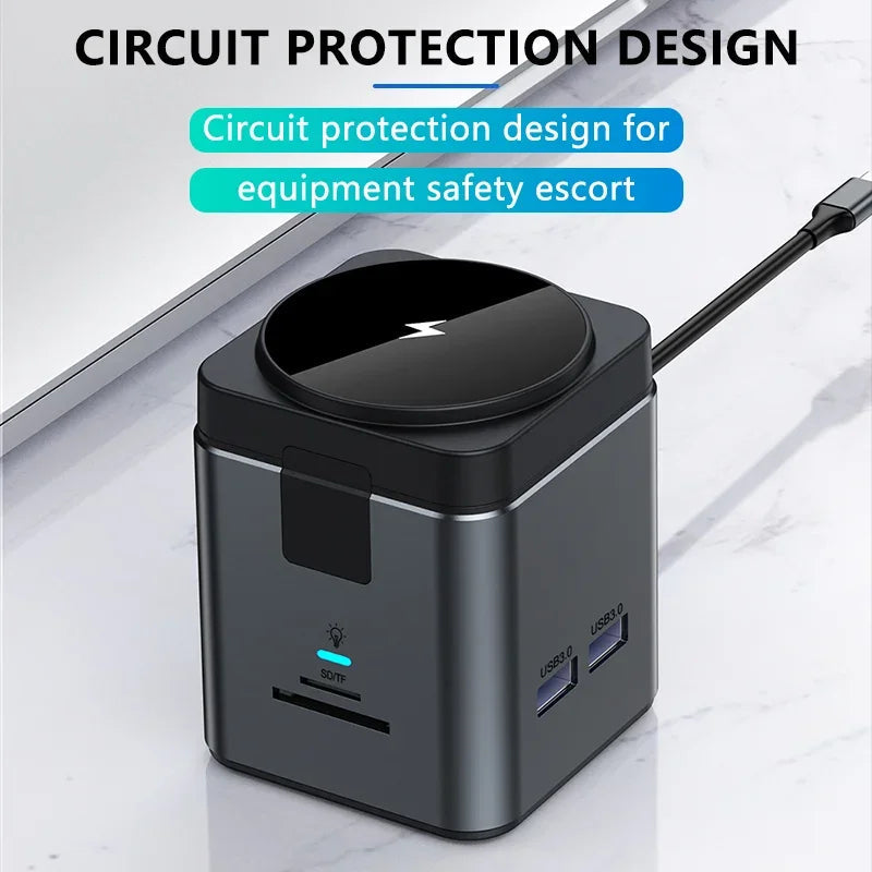 8 in 1 Wireless Charger with USB Hub