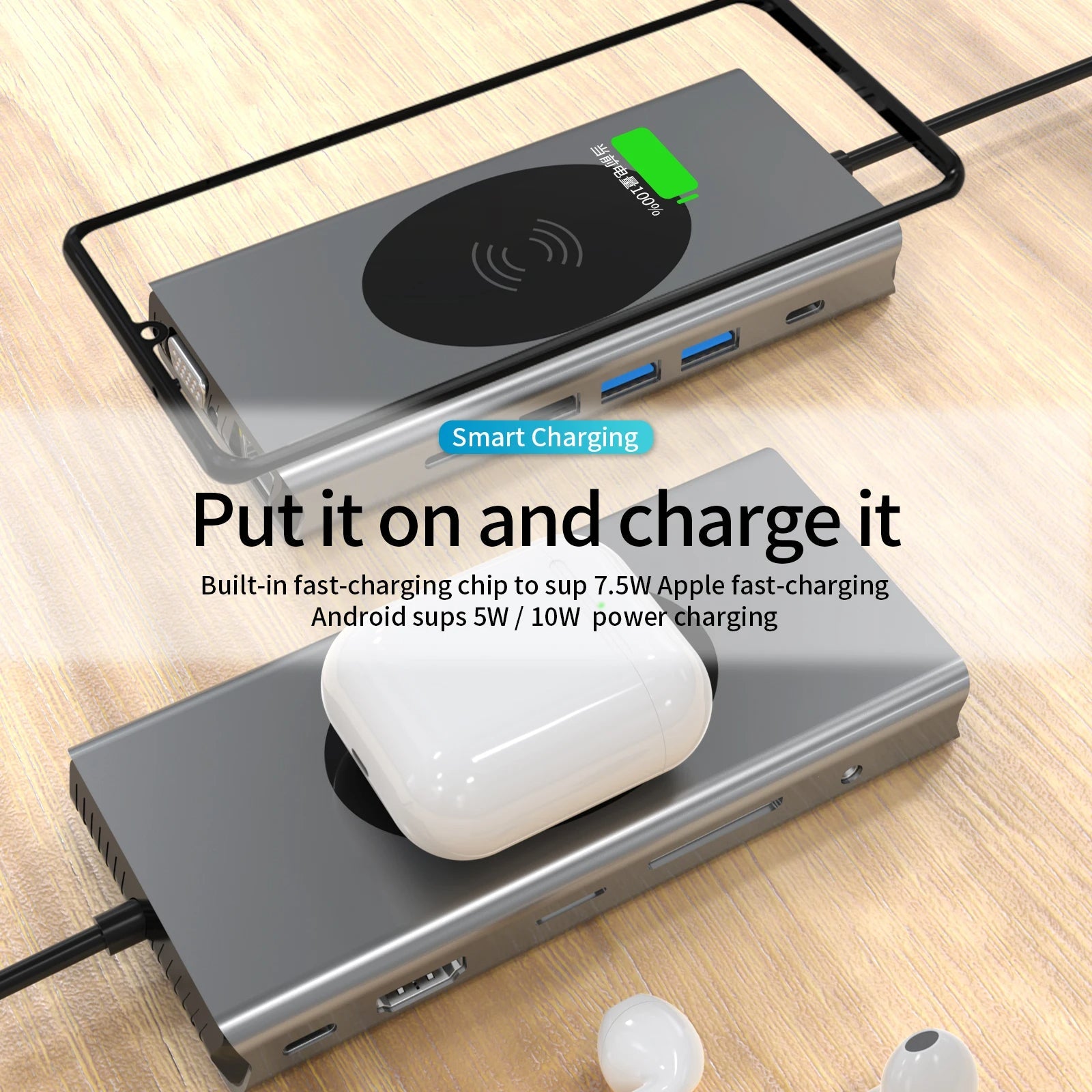 13 in 1 USB-C Hub with Wireless Charging