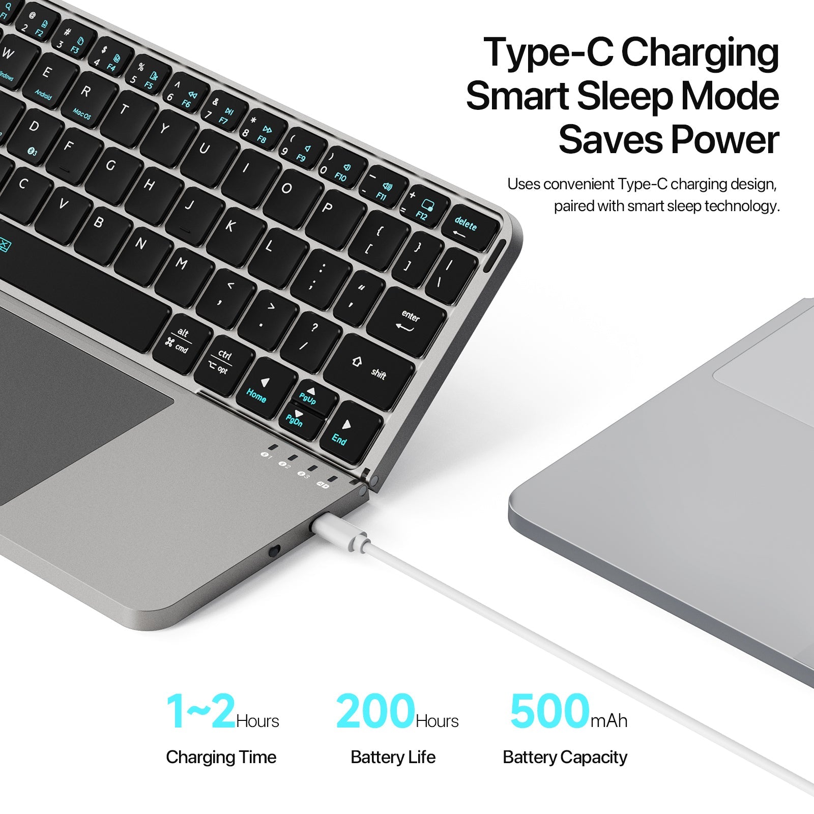 Foldable Bluetooth 5.0 Keyboard with Touchpad & Device Holder