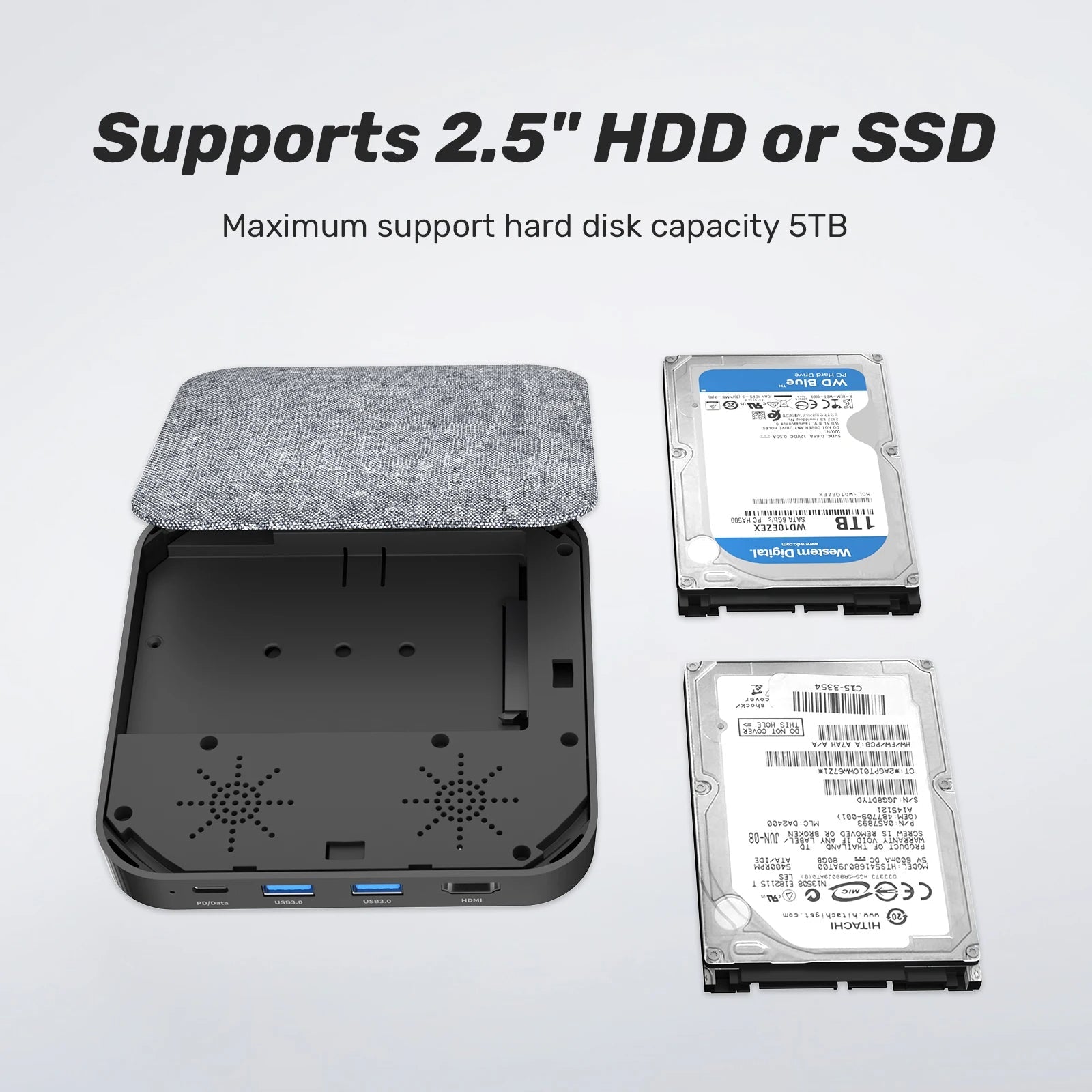 SATA Hard Drive Enclosure with USB-C Hub