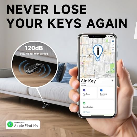 Smart Key Holder with Built-in AirTag Chip & GPS Tracking
