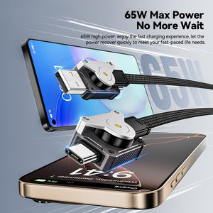 4-in-1 Fast Charging Cable with Rotatable Multi-Port Connectors