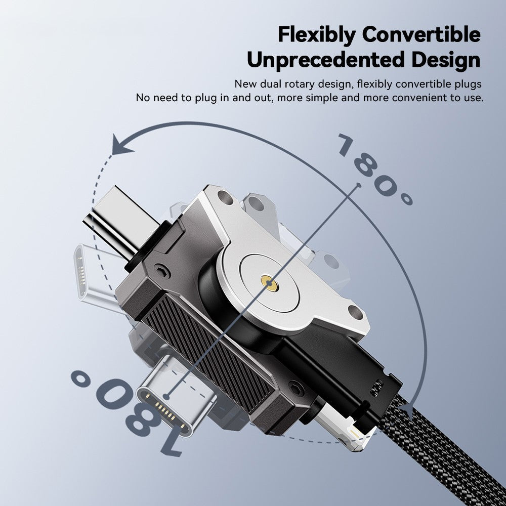 4-in-1 Fast Charging Cable with Rotatable Multi-Port Connectors
