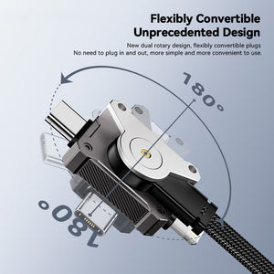 4-in-1 Fast Charging Cable with Rotatable Multi-Port Connectors