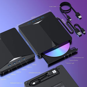 7-in-1 External CD/DVD Drive & USB Hub