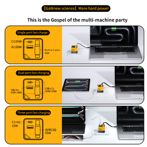 65W Fast Charger with Built-in Type-C Cable