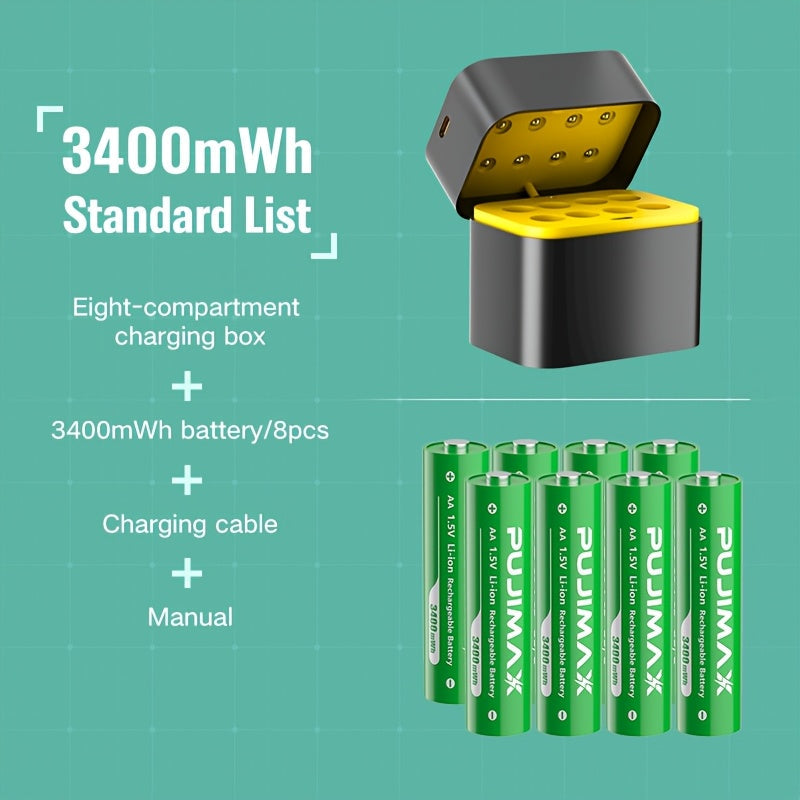 8-pack Rechargeable AA Battery Set