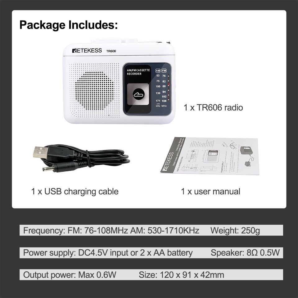 Portable Cassette Tape And Radio Player