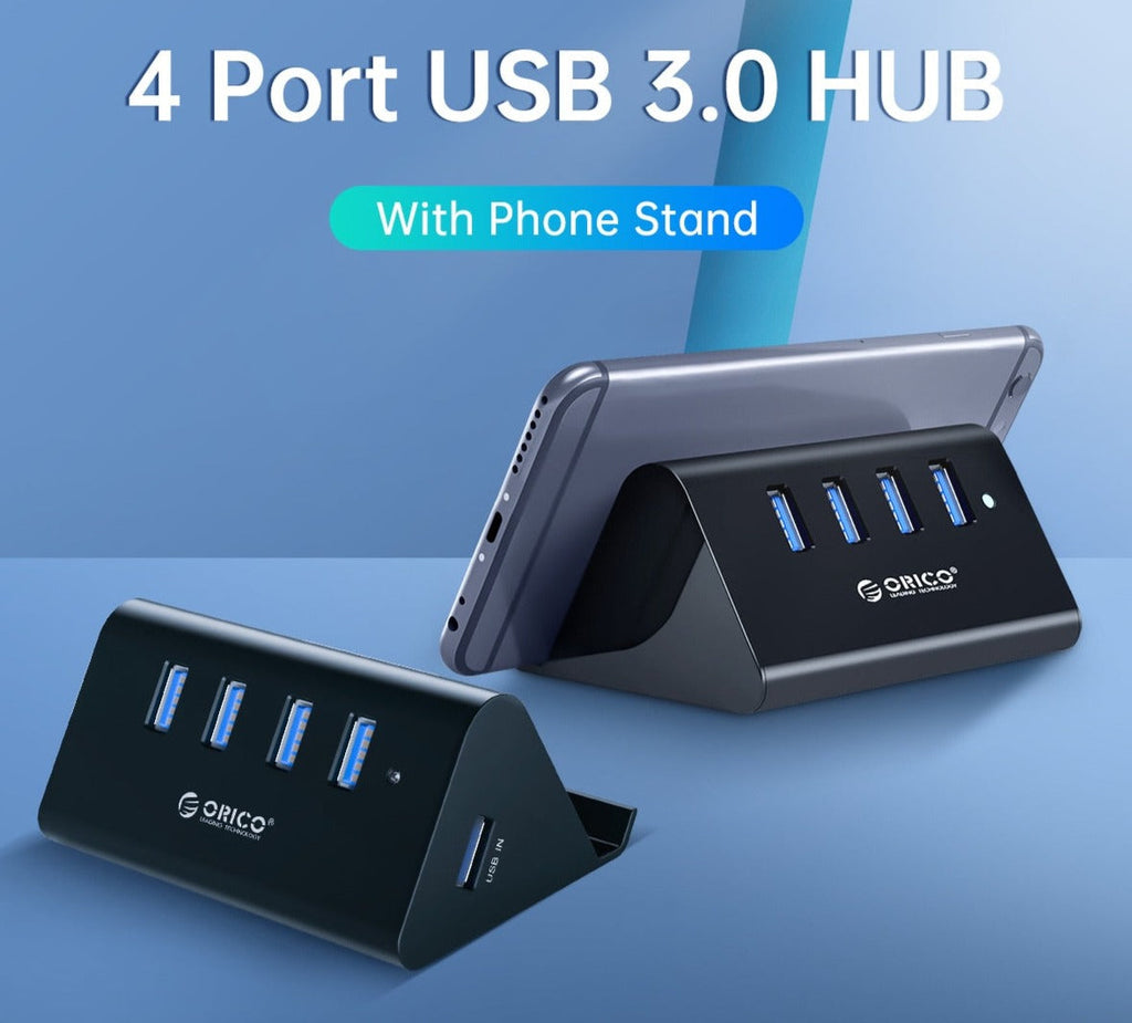 4-Port USB Hub with Phone Stand