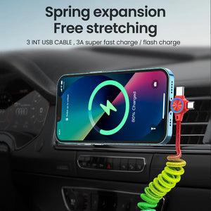 3 in 1 Spring Data & Charging Cable