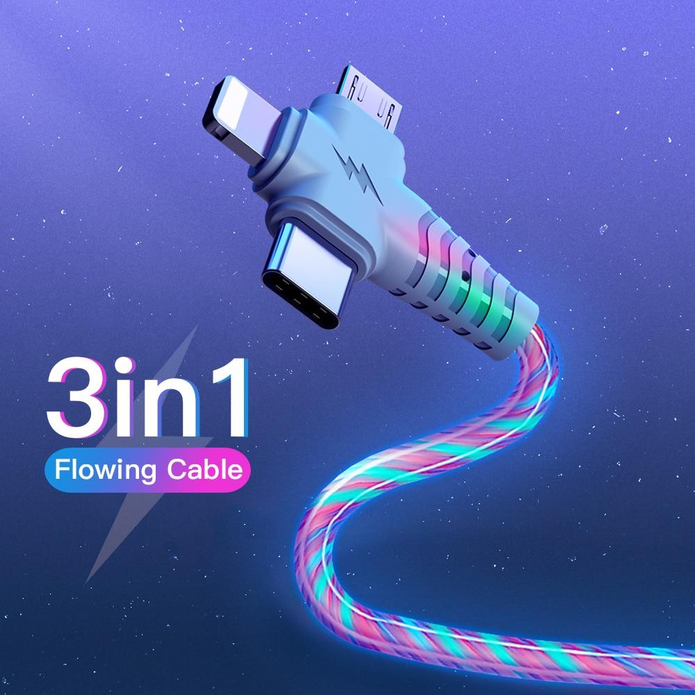 3 in 1 LED Flowing Charging Cable - Premierity