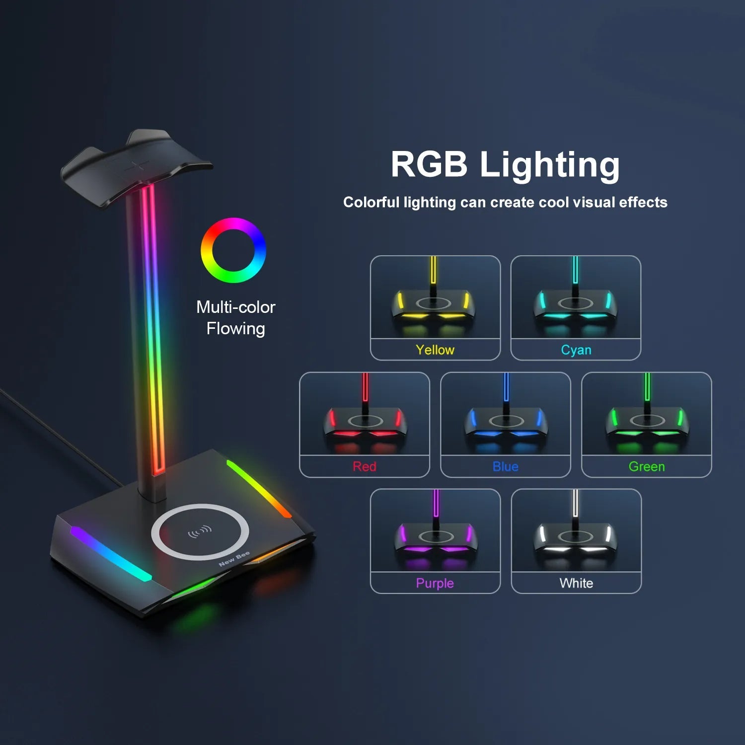 RGB Headphone Stand with Wireless Charging