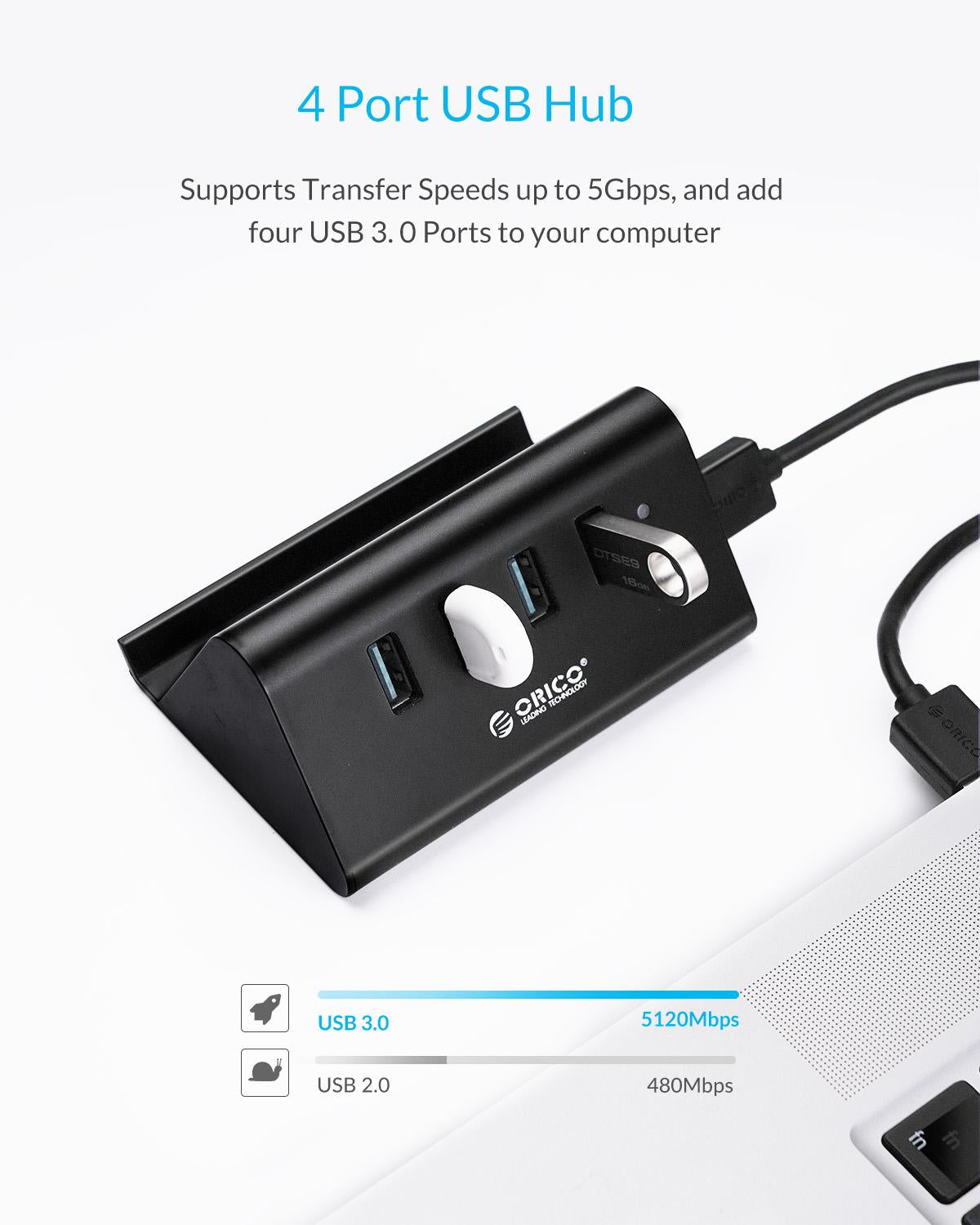 4-Port USB Hub with Phone Stand