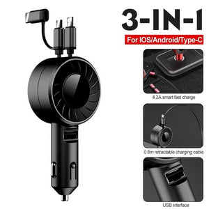 4 in 1 Retractable Car Charger - Premierity