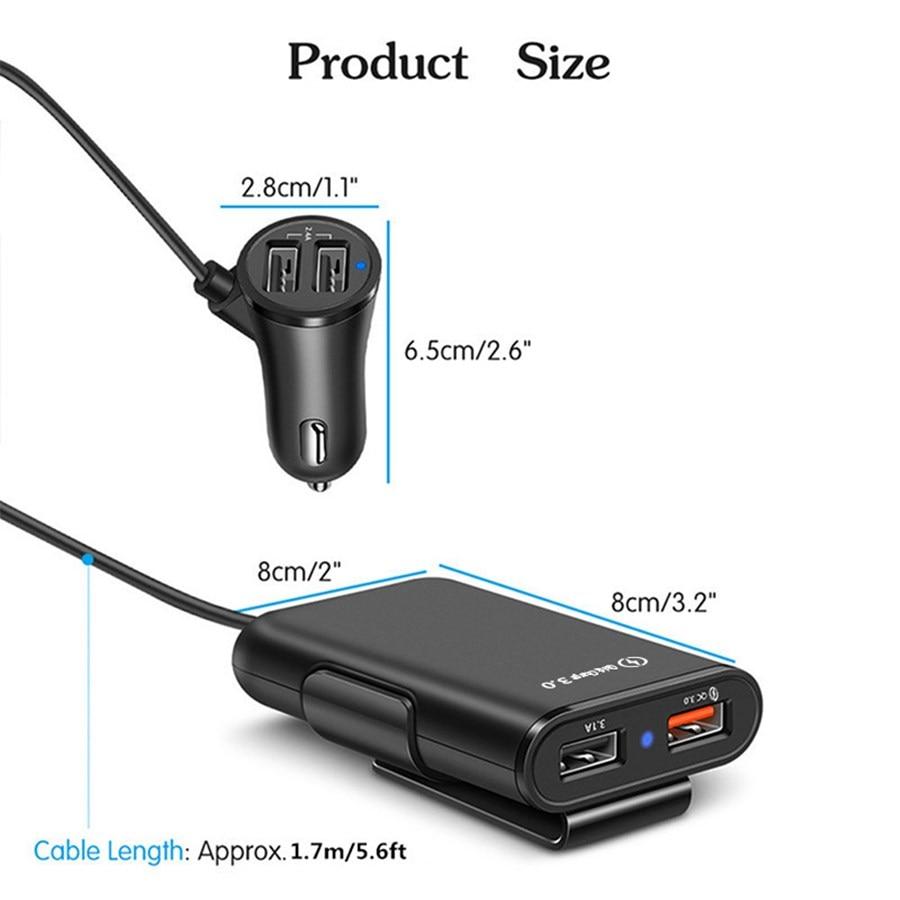 4 Port USB Car Charger with Extension Cable Premierity