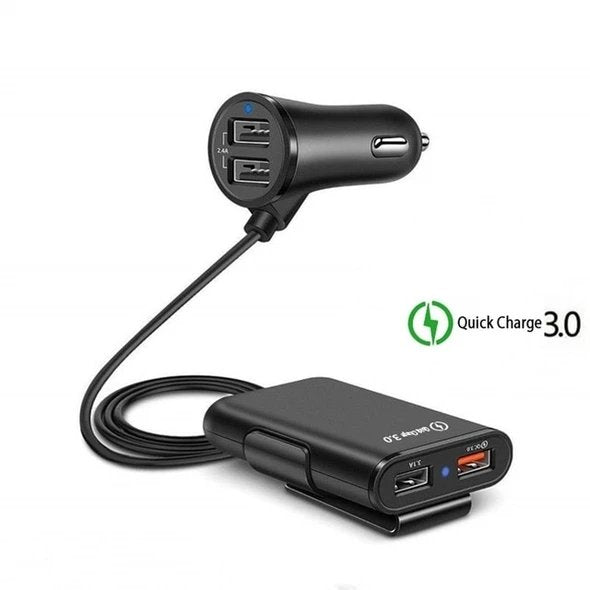 4-Port USB Car Charger with Extension Cable - Premierity