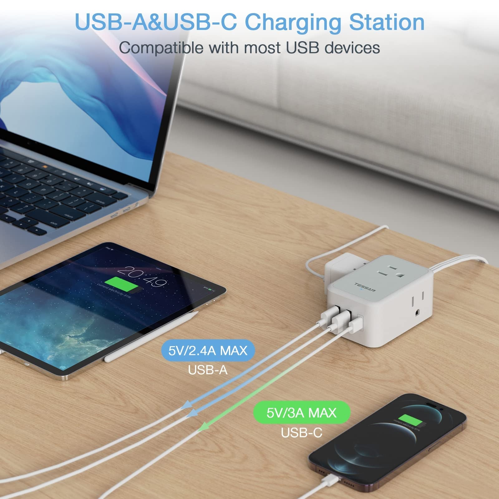Compact 6 in 1 Power Strip