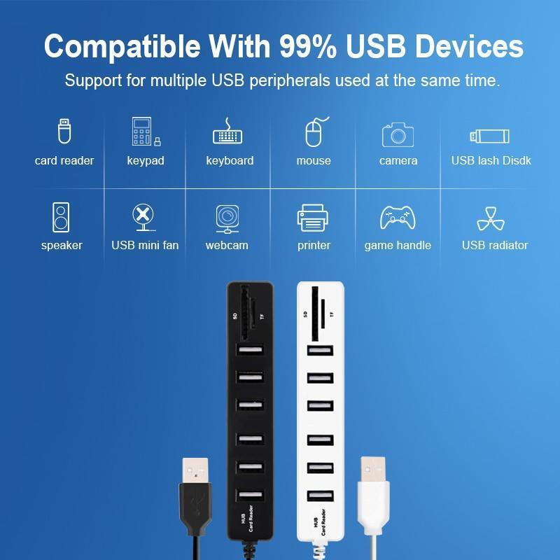 6-Port USB Hub with Card Reader - Premierity