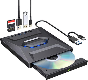 External CD/DVD Drive with Card Reader and USB Ports