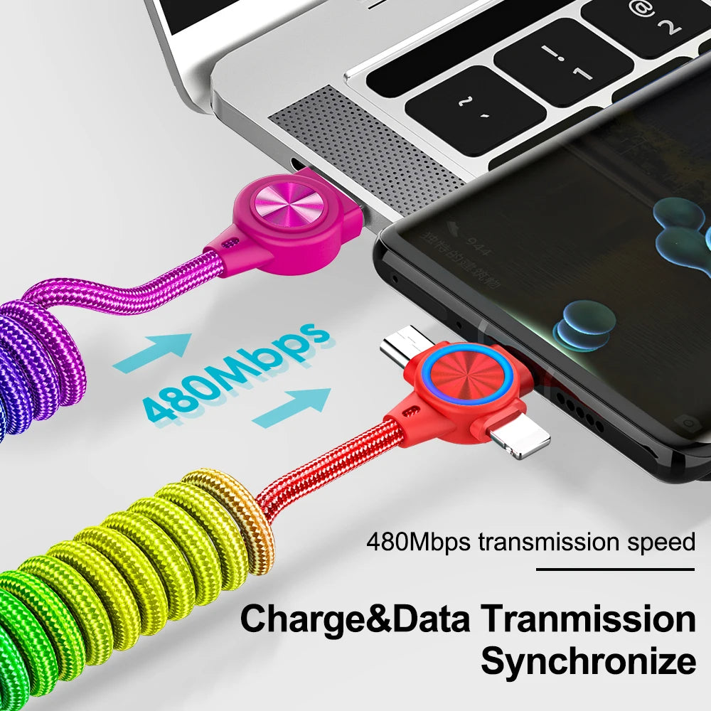 3 in 1 Spring Data & Charging Cable