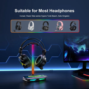 RGB Headphone Stand with Wireless Charging