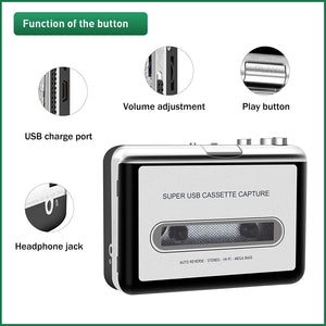 New USB Cassette Capture Radio Player Portable Cassette Tape to