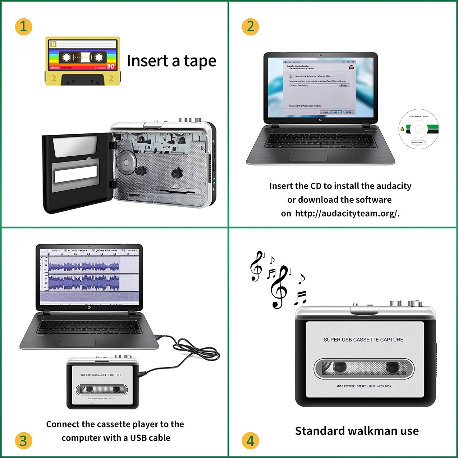 USB Cassette Player and MP3 Converter