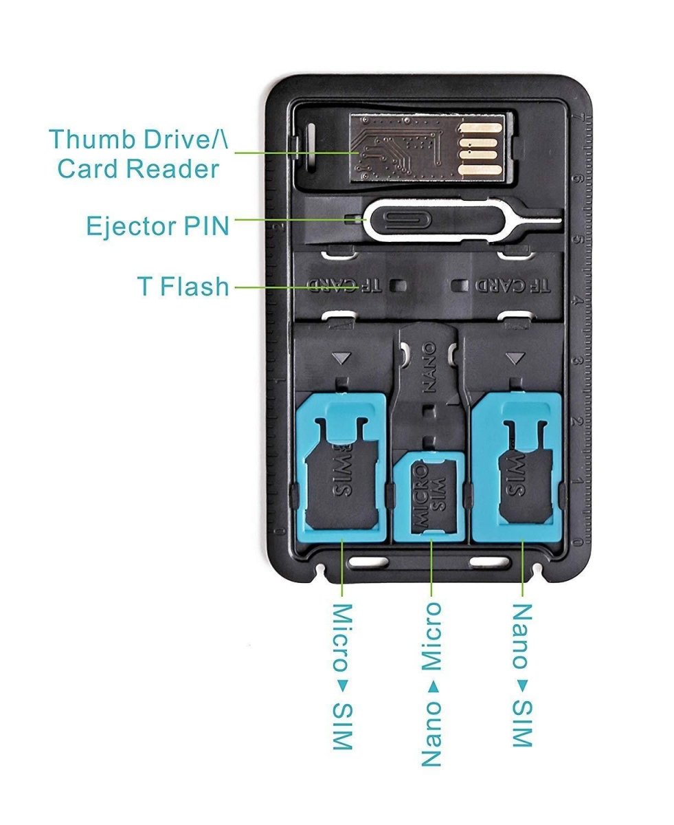 8 in 1 Credit Card Sized SIM & microSD Card Case - Premierity