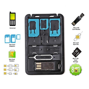 8 in 1 Credit Card Sized SIM & microSD Card Case - Premierity