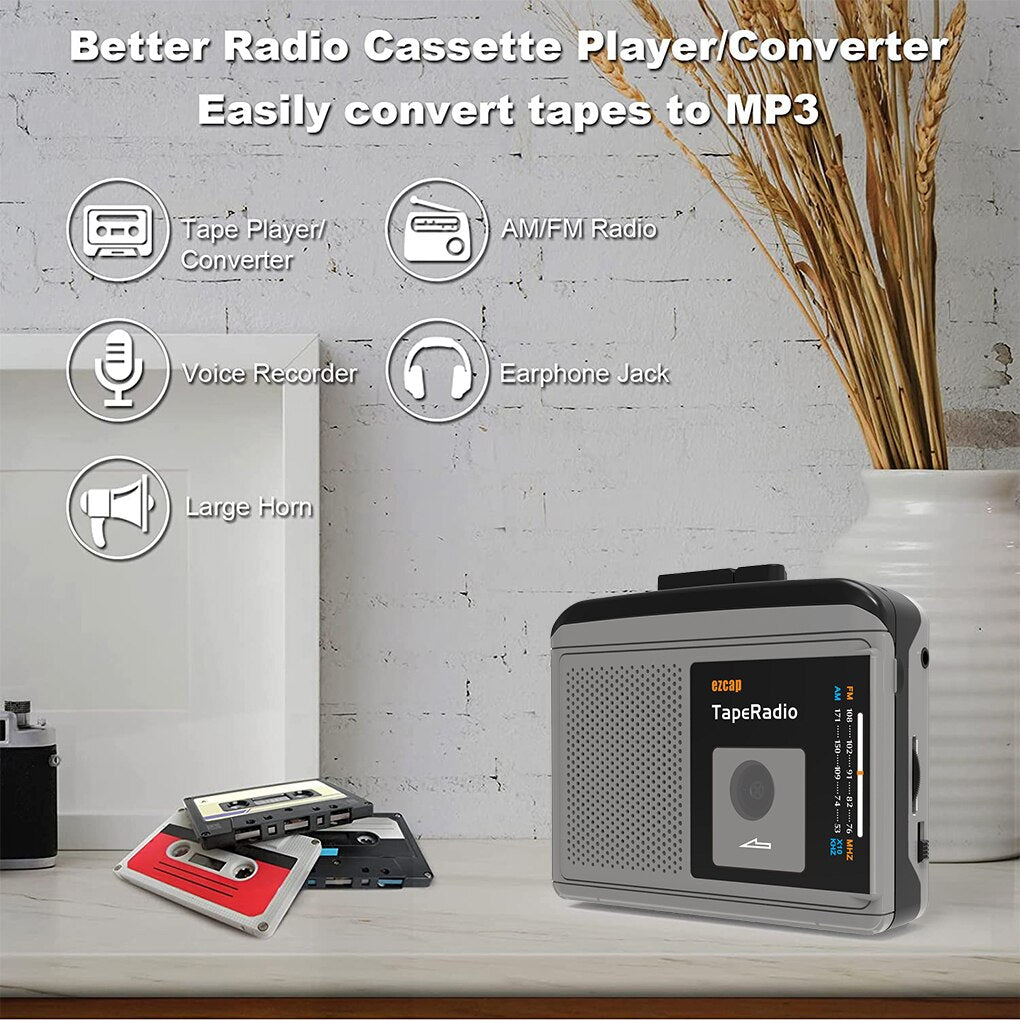 Portable Cassette Player & Converter with Radio