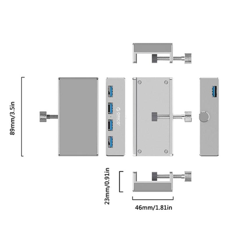 4 Port Clip-Type USB 3.0 Aluminum Hub