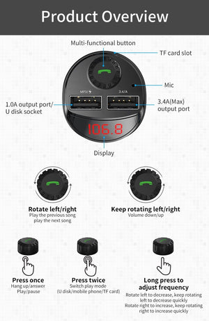 5 in 1 Bluetooth FM Transmitter
