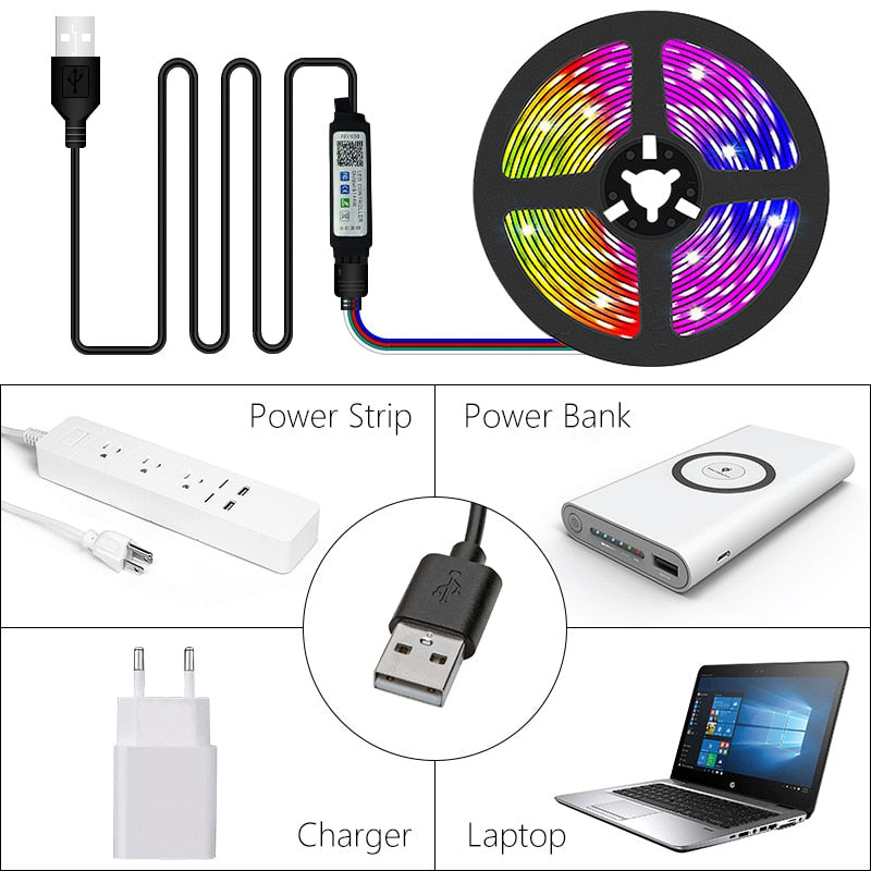 RGB LED Strip Light with Remote and Bluetooth Control