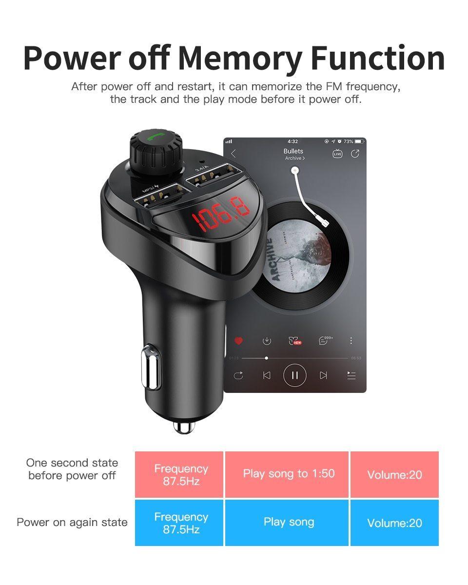 5 in 1 Bluetooth FM Transmitter