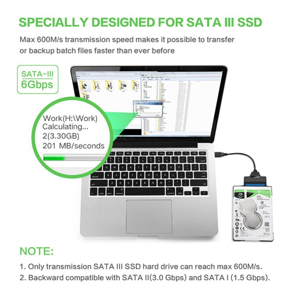USB/USB-C To SATA 2.5" Hard Drive Adapter