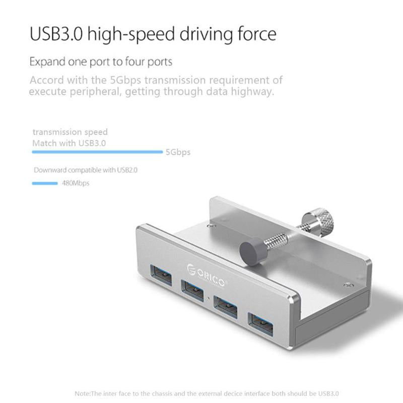 4 Port Clip-Type USB 3.0 Aluminum Hub