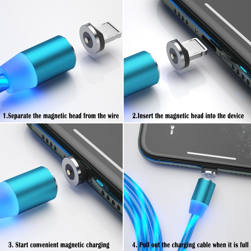 Magnetic LED Flowing Charging Cable